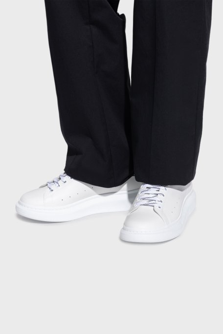 McQueen Logolu Hakiki Deri Kalın Taban Sneaker Erkek Ayakkabı 625156WIAII 9074 BEYAZ - McQueen (1)