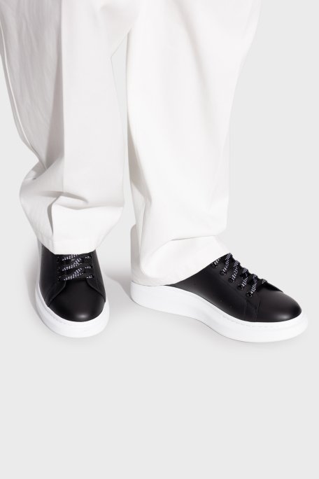 McQueen Logolu Hakiki Deri Sneaker Erkek Ayakkabı 553680 WIAIG 1070 SİYAH-BEYAZ - McQueen (1)