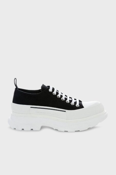 McQueen Pamuklu Kalın Tabanlı Sneaker Erkek Ayakkabı 705660W4AAQ 1070 SİYAH - McQueen
