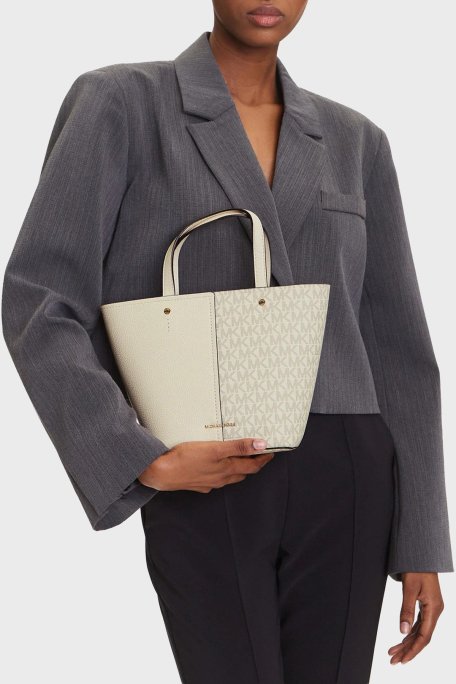 Michael Kors 4G Logo Baskılı Çıkarılabilir Askılı Medium 32T5GFFC1B132 Bayan Çanta 32T5GFFC1B 132 EKRU - Michael Kors (1)