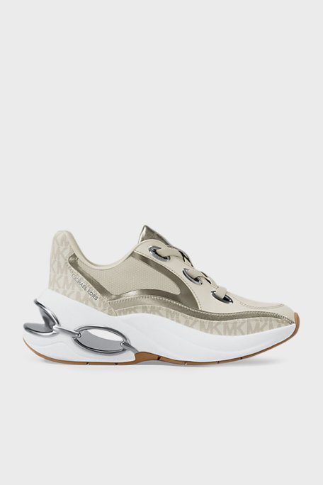 Michael Kors Deri Karışımlı Logo Detaylı Sneaker 43T5TRFS2B150 Kadın Ayakkabı 43T5TRFS2B 150 EKRU - Michael Kors