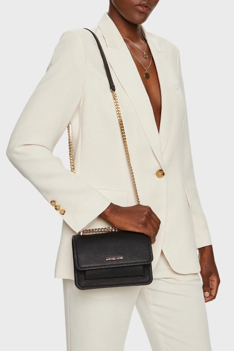 Michael Kors Deri Logolu Ayarlanabilir Zincir Askılı 32T4GC7C1T001 Bayan Çanta 32T4GC7C1T 001 SİYAH - Michael Kors (1)