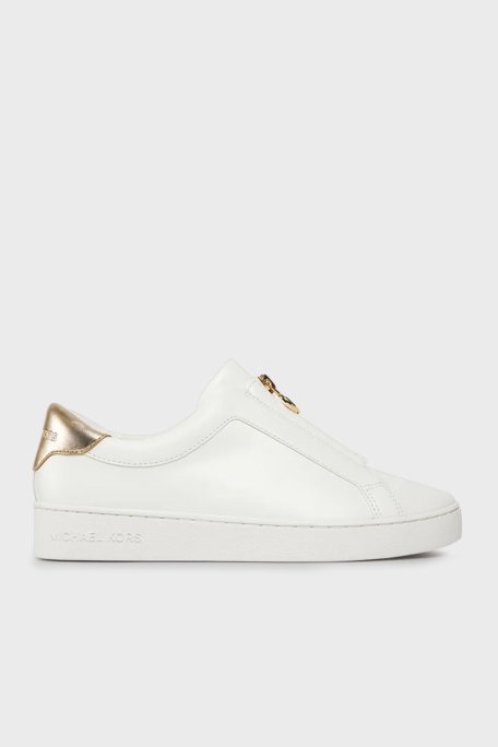 Michael Kors Deri Logolu Fermuarlı Sneaker 43R4KTFP2L740 Kadın Ayakkabı 43R4KTFP2L 740 BEYAZ - Michael Kors