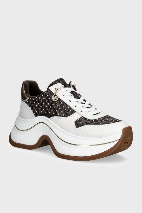 Michael Kors Deri Logolu Sneaker 43R6ARFS2Y200 Bayan Ayakkabı 43R6ARFS2Y 200 KAHVE-BEYAZ - Michael Kors