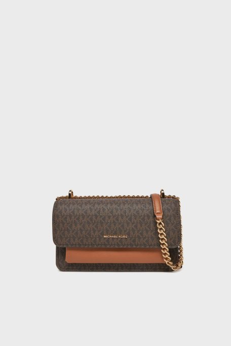 Michael Kors Logo Baskılı Ayarlanabilir Zincir Askılı 30R5GC7L3B252 Bayan Çanta 30R5GC7L3B 252 KAHVE - Michael Kors