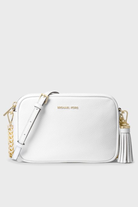Michael Kors Logolu Ayarlanabilir Uzatma Askılı % 100 Deri Crossbodies Bayan Çanta 32F7GGNM8L 085 BEYAZ - Michael Kors