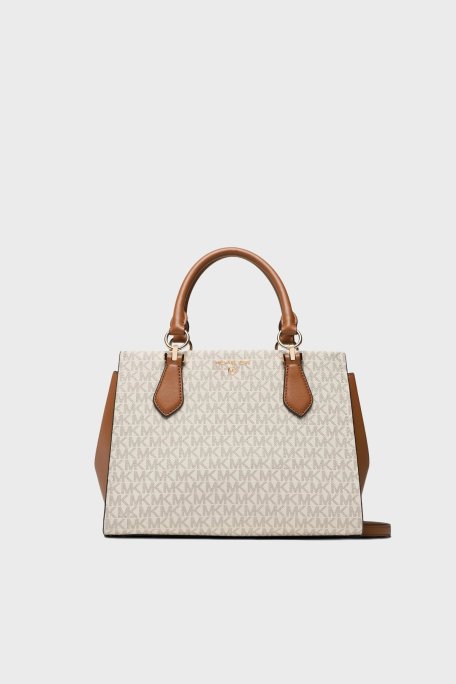 Michael Kors Logolu Çıkarılabilir Omuz Askılı Deri Bayan Çanta 30S2G6AS2B 149 KREM - Michael Kors