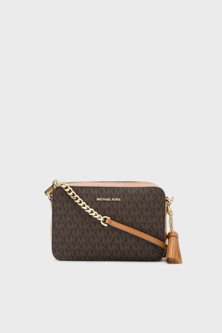 Michael Kors Logolu Çıkarılabilir Uzatma Askılı Crossbodies Bayan Çanta 32F8GF5M2B 200 KAHVE - Michael Kors