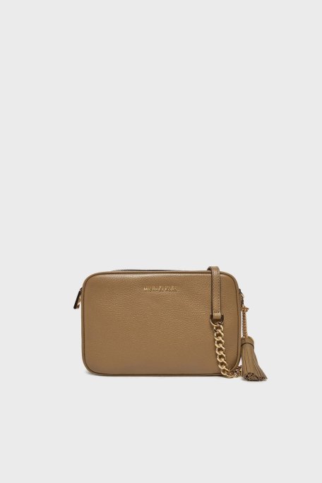 Michael Kors Logolu Hakiki Deri Çıkarılabilir Zincir Askılı 32F7GGNM8L297 Bayan Çanta 32F7GGNM8L 297 BEJ - Michael Kors