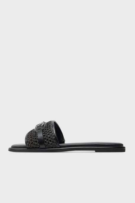 Michael Kors Logolu Hasır Düz 40S4EBFS1D003 Bayan Terlik 40S4EBFS1D 003 SİYAH - Michael Kors (1)