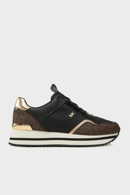 Michael Kors Logolu Kalın Tabanlı Sneaker 43R4RNFSCD007 Kadın Ayakkabı 43R4RNFSCD 007 SİYAH-KAHVE - Michael Kors