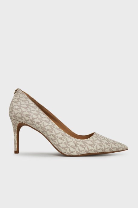 Michael Kors Logolu Sivri Burun Topuklu 40F2HNMP1B150 Bayan Ayakkabı 40F2HNMP1B 150 EKRU - Michael Kors