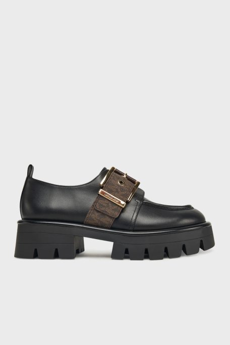 Michael Kors Tokalı Deri Kalın Tabanlı Loafer Ayakabbı 40F5COFP2L292 Bayan Ayakkabı 40F5COFP2L 292 KAHVE - Michael Kors