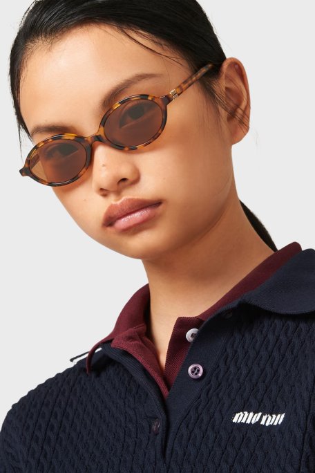 Miu Miu Logo Detaylı Güneş Bayan Gözlük 0MU 04ZS 19P2Z1 50 Kaplumbağa kabuğu - Miu Miu (1)