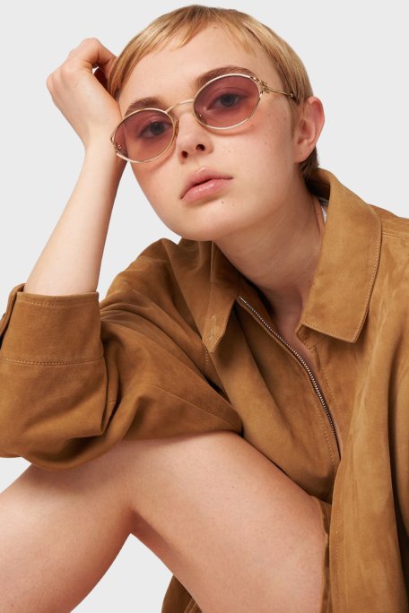 Miu Miu Logo Detaylı Güneş Bayan Gözlük 0MU 52YS 5AK06S 54 Altın - Miu Miu (1)