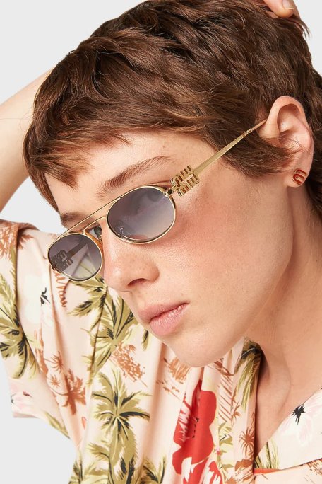 Miu Miu Logo Detaylı Güneş Bayan Gözlük 0MU 54ZS 5AK30C 53 Altın - Miu Miu (1)