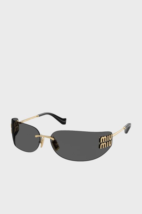 Miu Miu Logo Detaylı Güneş Bayan Gözlük 0MU A51S 5AK5S0 75 Altın - Miu Miu