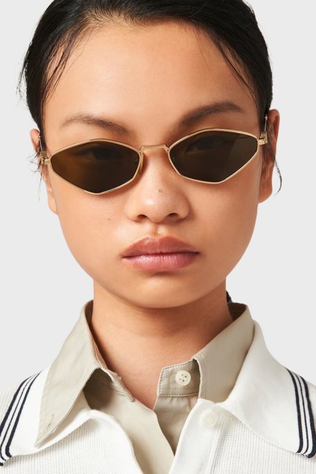Miu Miu Logolu Güneş Bayan Gözlük 0MU 56ZS 5AK09Z 56 Altın - Miu Miu (1)