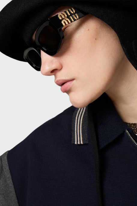 Miu Miu Logolu Güneş Bayan Gözlük 0MU B04S 16K08Z 53 Siyah - Miu Miu (1)