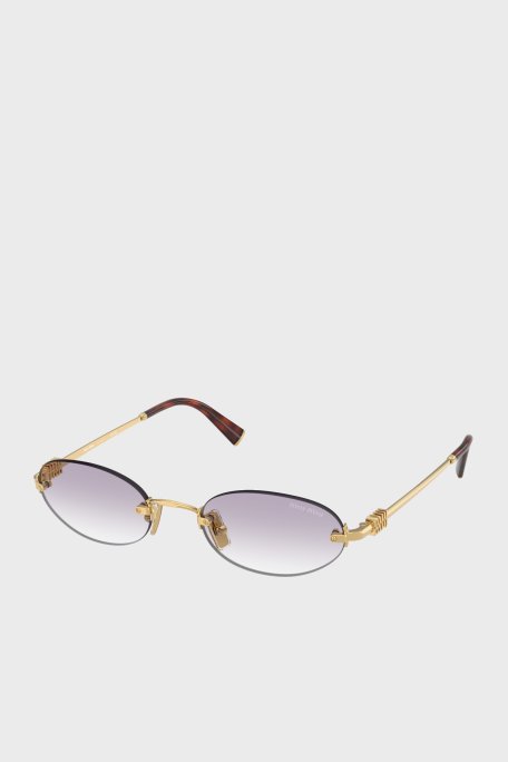 Miu Miu Logolu Güneş Bayan Gözlük 0MUA54S 5AK04O 51 Altın - Miu Miu