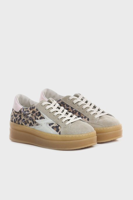 Moaconcept Deri Logolu Leopar ve Süet Detaylı Kalın Taban Sneaker Bayan Ayakkabı ID010 LEOPAR - Moaconcept (1)