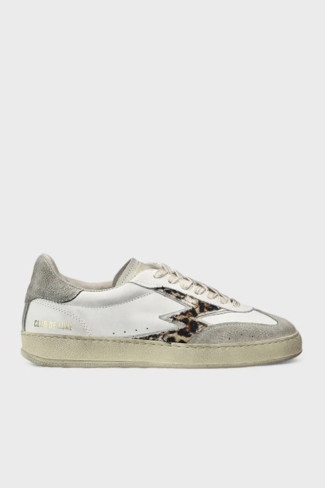 Moaconcept Deri Logolu Leopar ve Süet Detaylı Sneaker Kadın Ayakkabı CL001 BEYAZ - Moaconcept