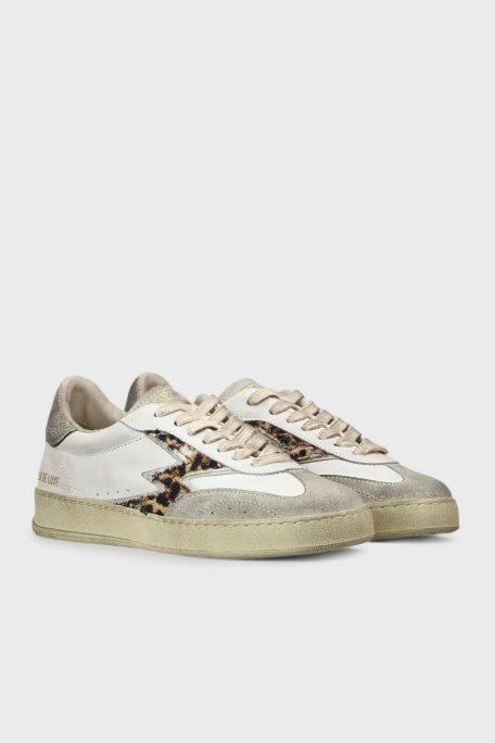Moaconcept Deri Logolu Leopar ve Süet Detaylı Sneaker Kadın Ayakkabı CL001 BEYAZ - Moaconcept (1)