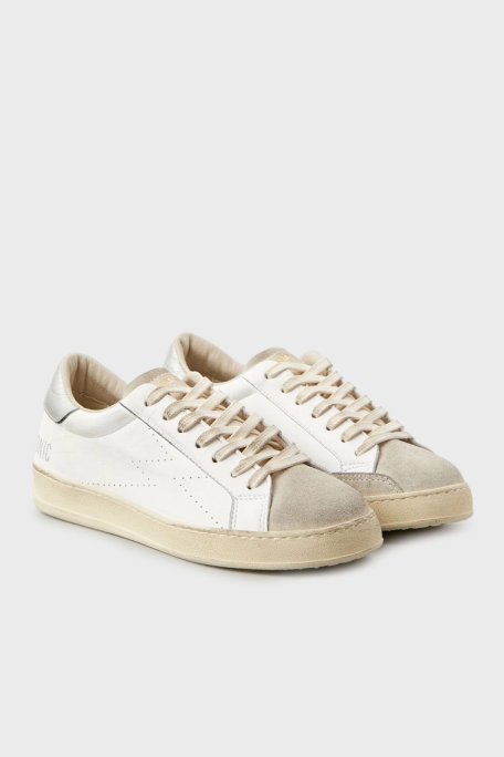 Moaconcept Deri Logolu Süet ve Metalik Detaylı Sneaker Bayan Ayakkabı IC019 BEYAZ - Moaconcept