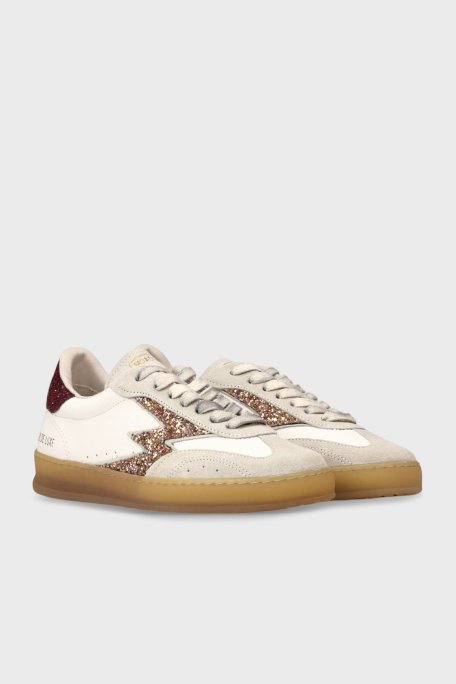 Moaconcept Deri ve Süet Karışımlı Sim Detaylı Sneaker Bayan Ayakkabı MG703CO BEYAZ-HAKİ - Moaconcept (1)