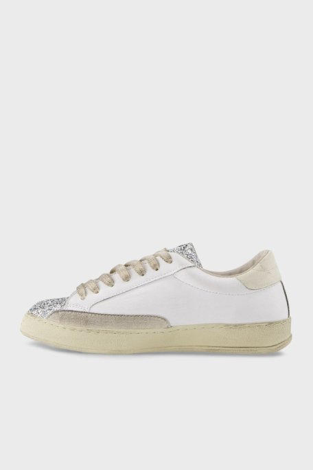 Moaconcept Leopar Desen Detaylı Deri Simli Sneaker Bayan Ayakkabı IC134 BEYAZ-GÜMÜŞ - Moaconcept (1)