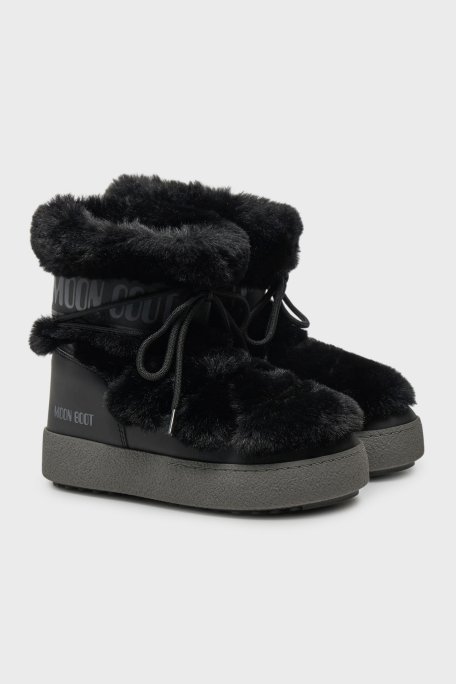 Moon Boot Logolu Bağcıklı Su Geçirmez Kadın Kar Botu 80D2450130 N001 SİYAH - Moon Boot (1)