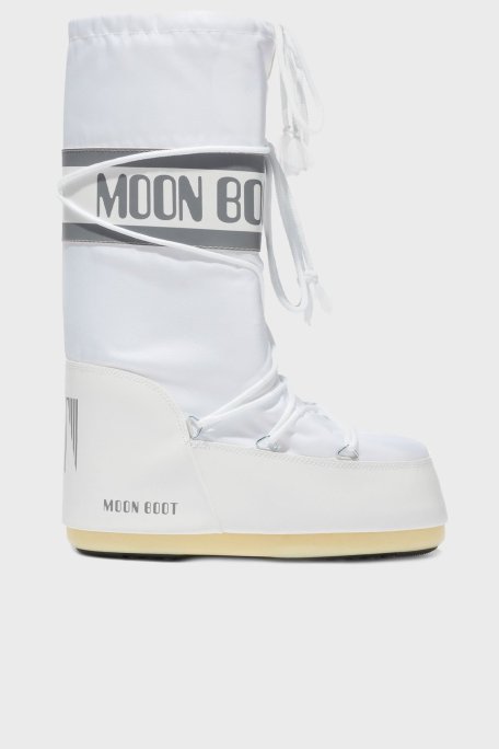 Moon Boot Logolu Bağcıklı Su İtici Bayan Kar Botu 80D1400440 A001 BEYAZ - Moon Boot