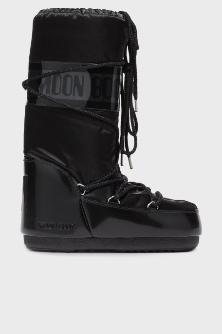 Moon Boot Logolu Bağcıklı Su İtici Bayan Kar Botu 80D1401680 N001 SİYAH - Moon Boot