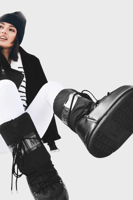 Moon Boot Logolu Bağcıklı Su İtici Kadın Kar Botu 80D1401680 N001 SİYAH - Moon Boot (1)