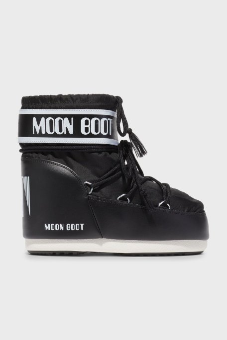 Moon Boot Logolu Bağcıklı Su İtici Bayan Kar Botu 80D1409340 N001 SİYAH - Moon Boot