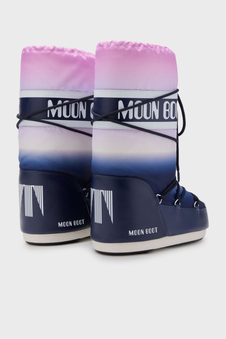 Moon Boot Logolu Bağcıklı Su İtici Renk Bloklu Kadın Kar Botu 80D1402920 F003 MAVİ-SİYAH - Moon Boot (1)