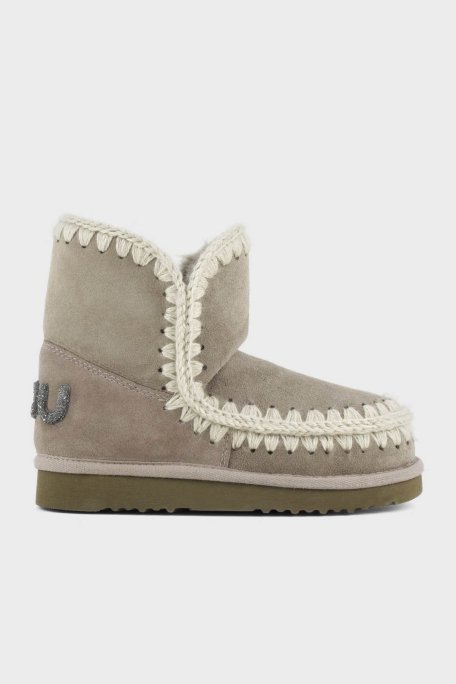 Mou Hakiki Deri Simli Logo Detaylı Dikişli Eskimo Bayan Bot MU.FW101050A ELGRY GRİ - Mou