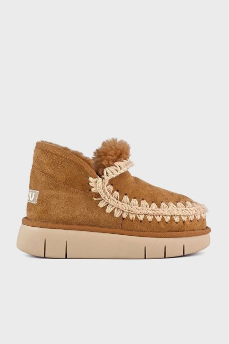 Mou Logolu Hakiki Deri Yumuşak Tüylü Dikiş Detaylı Eskimo Bounce Bayan Bot MU.FW531009A COG TABA - Mou