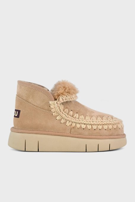 Mou Logolu Hakiki Deri Yumuşak Tüylü Dikiş Detaylı Eskimo Bounce Bayan Bot MU.FW531009A ELGRY GRİ - Mou