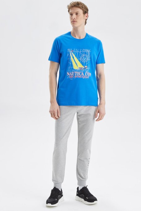 Nautica Baskılı % 100 Pamuk Standart Fit Bisiklet Yaka Erkek T Shirt V35519T 4SJ SAKS - Nautica (1)