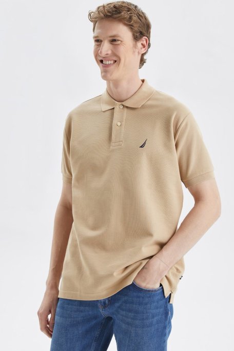 Nautica Classic Fit % 100 Pamuk Düğmeli Erkek Polo T Shirt K35000T 2SA VİZON - Nautica