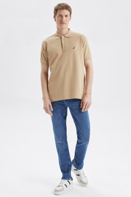 Nautica Classic Fit % 100 Pamuk Düğmeli Erkek Polo T Shirt K35000T 2SA VİZON - Nautica (1)