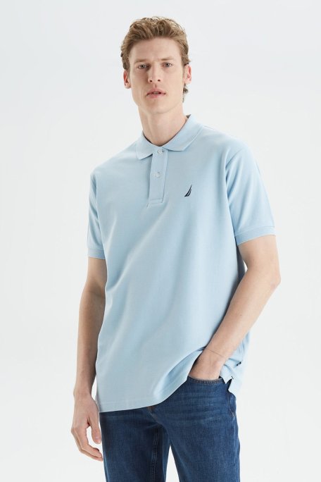 Nautica Classic Fit % 100 Pamuk Düğmeli Erkek Polo T Shirt K35000T 4FS AÇIK MAVİ - Nautica
