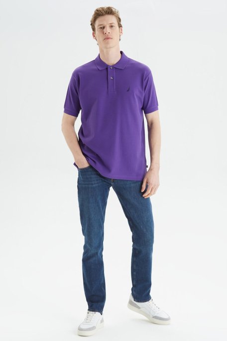 Nautica Classic Fit % 100 Pamuk Düğmeli Erkek Polo T Shirt K35000T 5MW MOR - Nautica (1)