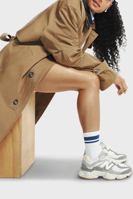 New Balance Deri Karışımlı Logolu Bağcıklı Unisex Ayakkabı U9060AUB EKRU-GRİ - New Balance (1)