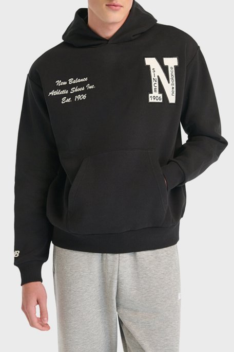 New Balance NB Lifestyle Pamuklu Oversize Fit Logolu Kapüşonlu Unisex Sweat 0UNH3534BK SİYAH - New Balance (1)