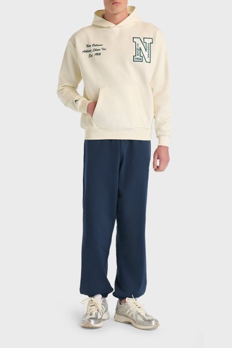 New Balance NB Lifestyle Pamuklu Oversize Logolu Kapüşonlu Unisex Sweat 0UNH3534SST BEJ - New Balance (1)