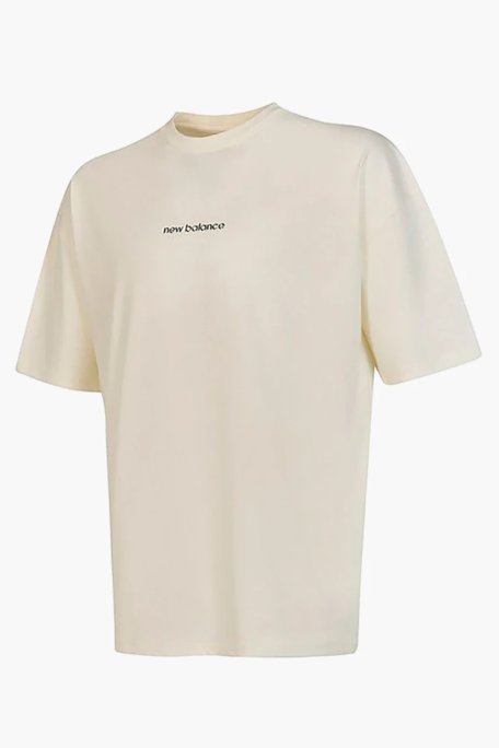 New Balance NB Lifestyle Regular Fit Bisiklet Yaka Logolu Unisex T Shirt UNT3535-SST BEJ - New Balance