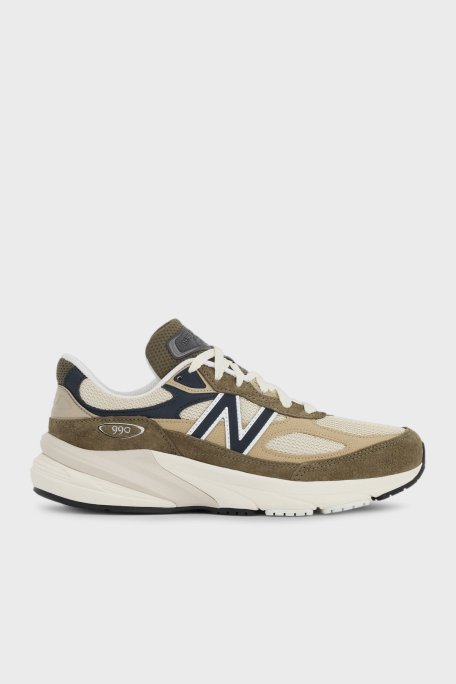 New Balance Süet Logolu Bağcıklı Sneaker Erkek Ayakkabı U990WO6 HAKİ-BEJ - New Balance