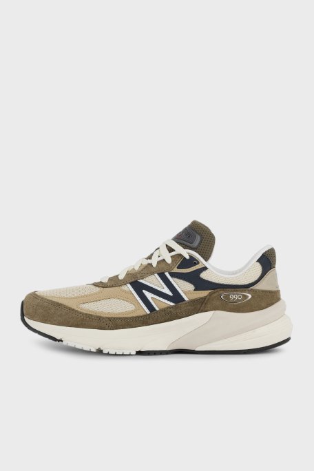 New Balance Süet Logolu Bağcıklı Sneaker Erkek Ayakkabı U990WO6 HAKİ-BEJ - New Balance (1)